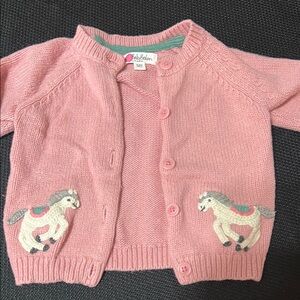 Pink Baby Boden Kids Cardigan with Horse Design